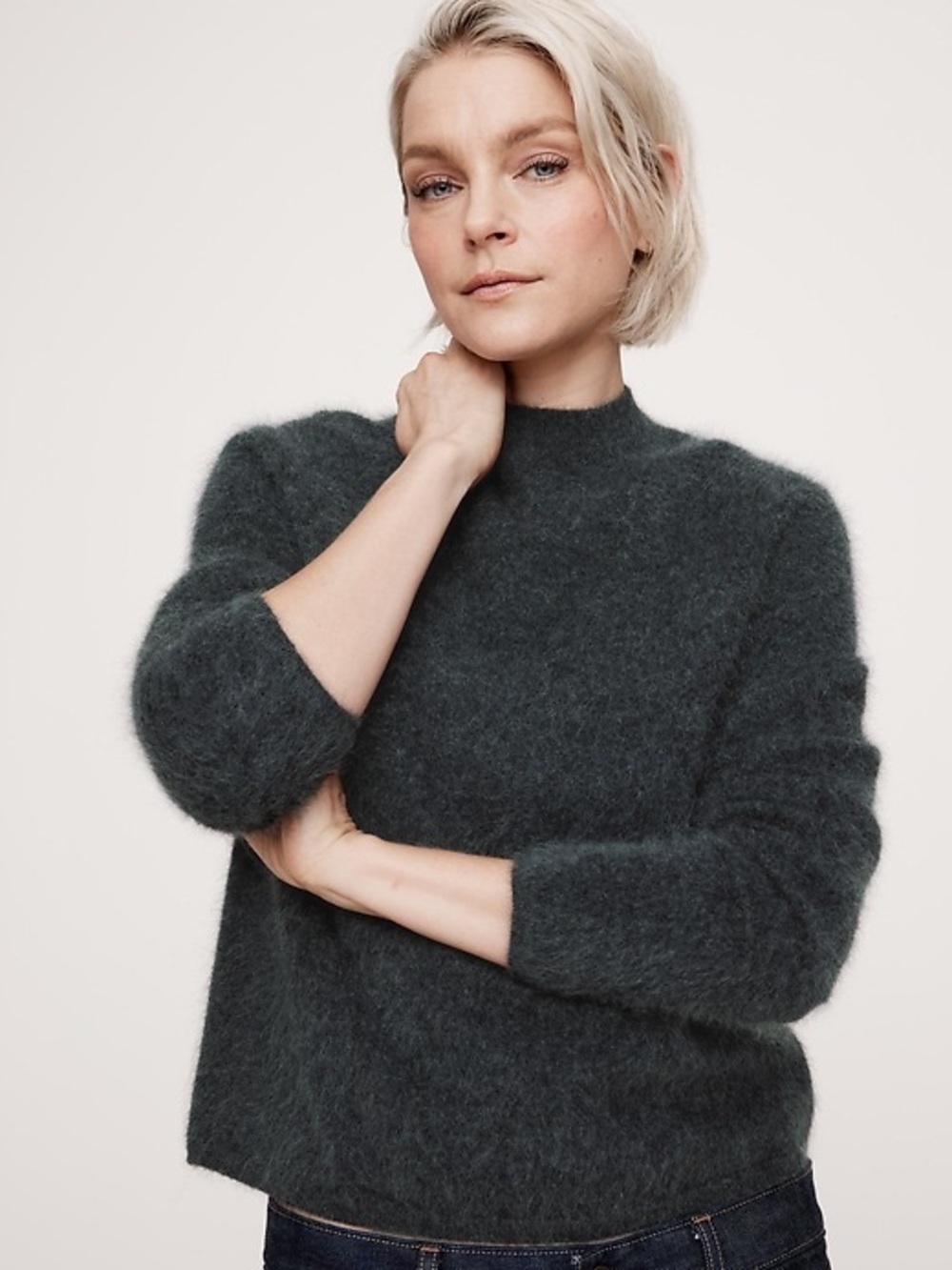 Banana Republic BRUSHED CASHMERE MOCK-NECK SWEATER